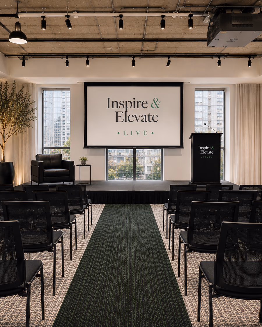 The Inspire & Elevate Live stage set at Convene in Chicago